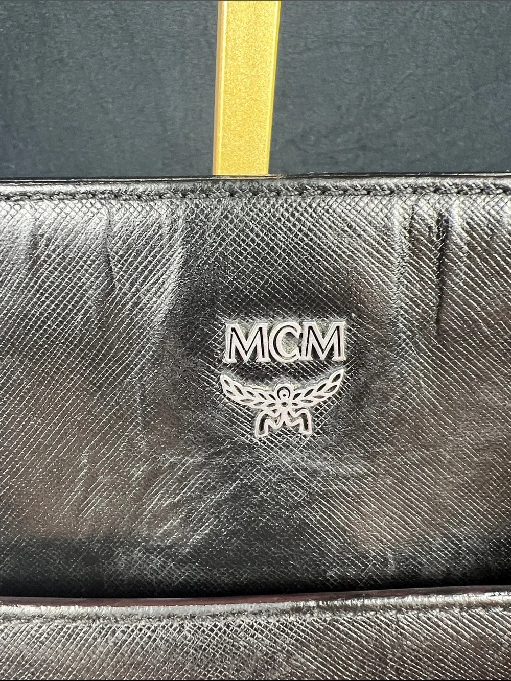 MCM Vintage Black Leather Messenger Bag Made in Korea